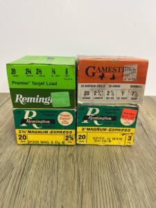 Remington & Gamester 20 Gauge Shotgun Shells, 2&frac34;" & 3" Magnum, Assorted Shot Sizes, 90+ Rounds