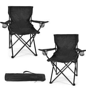 VEVOR ZM2006XL Folding Camping Chair, 250 lbs Capacity, Black, 2 in the box (H)