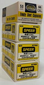 (4) Boxes Speer .44 Caliber Empty Shot Capsules, Part #8782, 25 Capsules Each