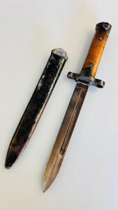 German WWII K98 Bayonet with Black Metal Scabbard (12" Overall Length)