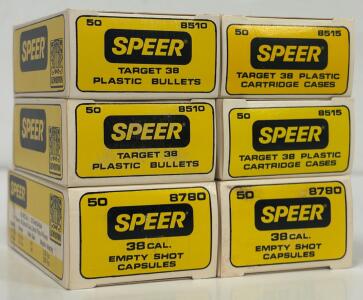 (6) Boxes Speer Target 38 Plastic Bullets, Cartridge Cases & Shot Capsules, .38 Cal