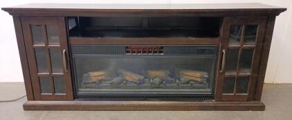 Twin-Star 70" TV Console with 42" Electric Fireplace Insert, 1500W, Glass Doors, Espresso Finish