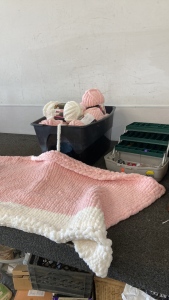 Bin Full Of Chunky Yarn & Tackle Box