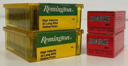 Remington High Velocity & Quik-Shok .22 LR Hollow Point Ammo, 300 Rounds Total, Mixed Packaging