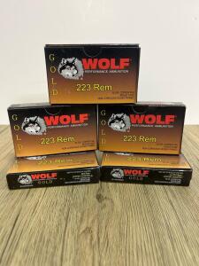 WOLF Gold .223 Remington 55gr FMJ Brass-Cased Rifle Ammunition (100 Rounds)