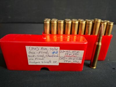 20 Rounds 30-06 Springfield Reloads, R-P Brass, 151 & 182 gr Bullets, H4831 Powder, #11 Batch