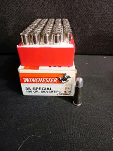 Winchester .38 Special 125 gr Silvertip JHP, 50 Rounds, +P