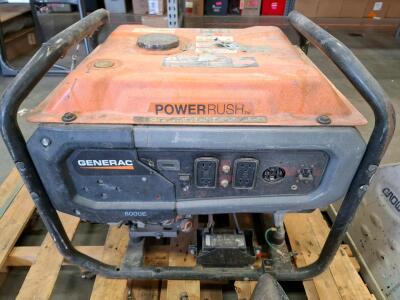 Generac Portable Generator OHV Engine 6500W Class Gasoline Manual Start Frame Handles (powered on)