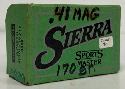 Sierra Sports Master 41 Cal (.410) 170 gr JHC Bullets #8500, Power Jacket, 80 Count
