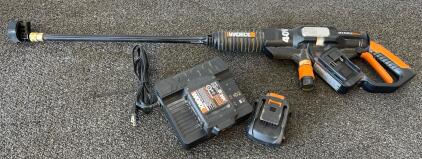 WORX Hydroshot 40V Cordless Portable Pressure Washer, 450 PSI, 2x20V Batteries, Charger