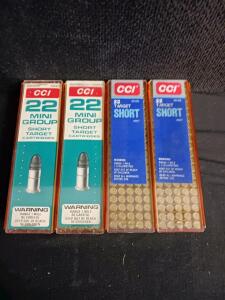CCI .22 Short Rimfire, 100 Rounds per Box, Lead Round Nose, 4 Boxes, Model 0037, USA