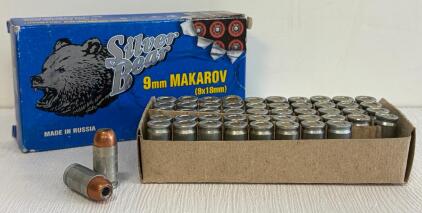 Silver Bear 9MM Makarov (9x18MM) 94Gr HP Zinc Plated 50-Round Box Russian Ammunition