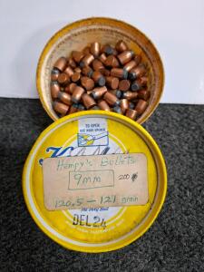 9mm 121 Grain Handcast Lead Bullets &ndash; 200 Count, Hempy&rsquo;s in Vintage Tin Reloading Projectiles