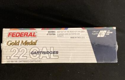 Federal Gold Medal UltraMatch .22 LR 40 Grain Solid Ammunition, 500 Rounds