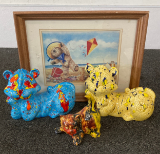 (2) Tiger Piggy Banks & Decor