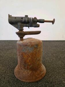Antique Blow Torch, Early 20th Century, Steel/Brass, 8-10 Inch, Hand Pump, Heavy Rust