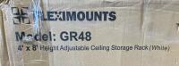 Fleximounts GR48 4'x8' Adjustable Ceiling Storage Rack, 600 lbs Capacity, White - 2