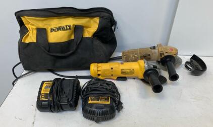 DeWalt DWE402 & DW400 4.5" Angle Grinder Set With Chargers And Bag