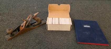 Stanley Bailey No. 4 Smooth Plane, 9" Cast Iron Body, 2" Blade, 100+ Baseball Cards, & Inauguration Book