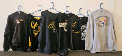 Pittsburgh Steelers NFL Licensed Apparel Lot: Hoodies, Sweatshirts, T-Shirts, Women's 2X Sweater