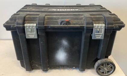 Husky 37" Mobile Job Box - 50 gal, All-Terrain Wheels, Lockable Lid, Heavy Duty, Made in USA