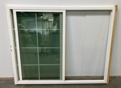 JELD-WEN V-4500 Series 47.5" x 59.5" White Vinyl Sliding Window with Colonial Grids