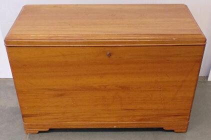 Traditional Wooden Storage Chest with Brass Handles, Locking Lid