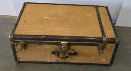 Vintage Steamer Trunk with Leather Handles and Brass Hardware