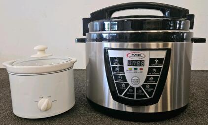 Tristar Power Pressure Cooker XL PPC790 8 Qt Electric w/ Accessories & Compact Manual Slow Cooker (both tested, work)