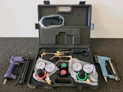 Central Pneumatic Brad Nailer #42528 & RX Weld Oxy-Acetylene Torch Kit Regulators