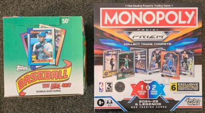 Vintage 1989 Topps Baseball Card Lot & Monopoly Panini Prizm NBA 2024