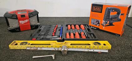 Black+Decker BDEJS4C 4A Jigsaw (New), Milwaukee M12 Radio, 20pc Screwdriver Set & More Tools (E)