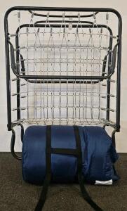 Folding Rollaway Guest Bed with Foam Mattress, Metal Frame, Black, 75" x 31", New sleeping bag (conex 4)