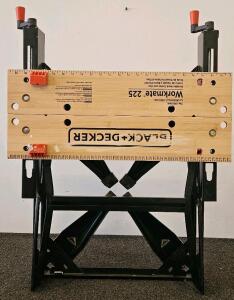 Black+Decker Workmate 225 Portable Workbench 450 lb Capacity, 24"x12" Tabletop, Clamp Dogs (I)