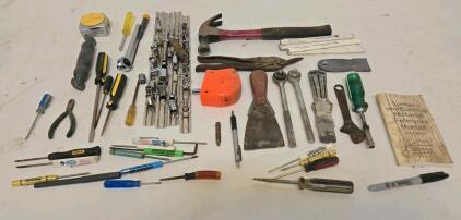 Mixed Lot 40+ Hand Tools & Manual, Stanley, Ingersoll-Rand, Sockets, Folding Rulers