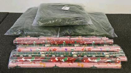 Christmas Wrapping Paper Set (12 Rolls, 9.8 ft Each) & 3 Packs 9 ft Artificial Pine Garland