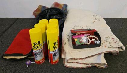 Household Utility Lot: 6x Tuff Stuff Cleaners, Embroidered Quilt, Case w/Accessories, Dynamic Bayer Cover