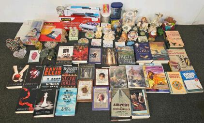 Mixed Lot: Scotch Thermal Laminator, Books, Figurines, Craft & Office Supplies Bundle