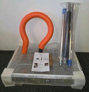 Volleyball Spike Trainer, 4 ft Length, Adjustable Height, Orange Foam Rail, Mesh Steel Base, Wire Closet Drawer