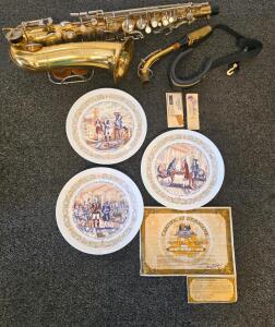DSC Lafayette Legacy Collection Plates Set of 3 w/ Certificate, Limited Edition #101 and Baritone Saxophone featuring a lacquered brass finish81