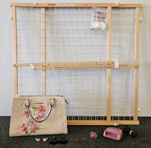Dana Buchman Floral Handbag, Pet/Baby Gate, Jewelry Set, Digital Clock Lot