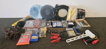 Large Mixed Lot Hand Tools & Accessories &ndash; Allen, HFT Grommet Kit, Saw Blades, Cables, Chain (E)