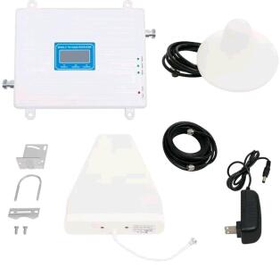 Tri Band Cell Signal Booster Kit &ndash; 2G/3G/4G 900/1800/2100MHz, Yagi & Dome Antennas, Full Hardware