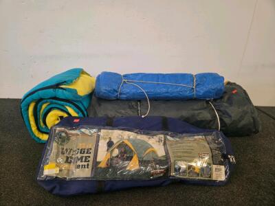 Northwest Territory 12x8 Wedge Dome Tent, Sleeping Bag, 2 Tarps, Family Camping Set (Shelf H)