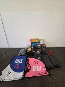 Mixed Boxing Fitness Training Lot - TITLE Bags, TRX Suspension, GoFit Roller, Rock Tumbler Kit (Shelf D)