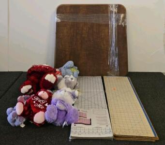 Singer 33"x56" Folding Cutting Mats, Craft Sewing Table & Plush Stuffed Animal Lot, 10+ Pcs