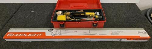 Lithonia Lighting 4ft Shoplight Model 1233 T12, Red Toolbox with 30+ Assorted Hand Tools