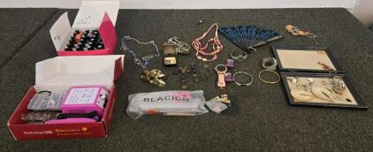 Large Mixed Lot Jewelry, Manicure Accessories, Nail Drill 2000 Set, BLACICO Pouch, 30+ Items