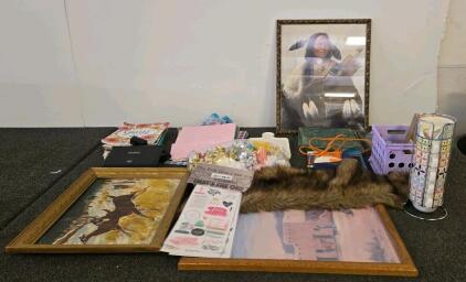 Large mixed lot, hot glue gun, hair curlers, cooking utensils, various home decor