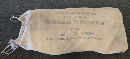 Vintage Johnson's Folding Goose Decoys Set of 12 with Original Bag and Stakes